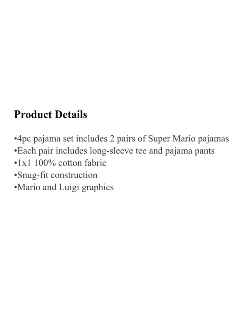 Nintendo Super Mario Boys 4 pc Snug Fit Pajama's Luigi Graphic 💯%Cotton NWT